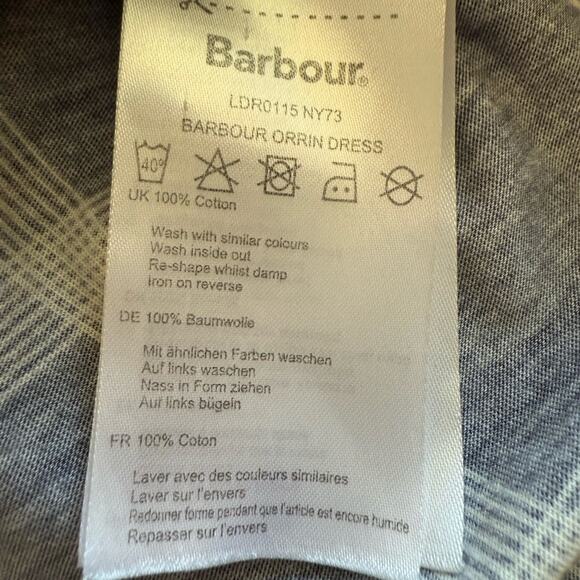 Barbour Women's Summer Tartan Plaid Dress Size 10 Button Cotton Waist Tie Comfy - Picture 10 of 14